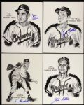 1950s Marshal Merrill Prints Andy Pafko Lou Burdette Jack Dittmer Don Liddle Milwaukee Braves Signed 8" x 10" Prints - Lot of 4 (JSA)