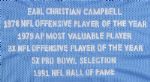 2013 Leaf Earl Campbell Houston Oilers Signed Custom Jersey (Leaf Authentics Certificate)