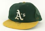 1990 (August 15) Mark McGwire Oakland Athletics Signed Cap (JSA) w/ Ticket Stub McGwire Hits 10th Inning Walk Off Grand Slam