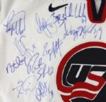 1998 USA Olympic Hockey Team Multi Signed Jersey w/ 35 Signatures Including Brett Hull, Chris Chelios & More (JSA)