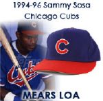 1994-96 Sammy Sosa Chicago Cubs Game Worn Cap (MEARS LOA)