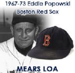 1967-73 Eddie Popowski Boston Red Sox Signed Game Worn Cap (MEARS LOA/JSA)