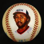 1984-94 Harold Baines Chicago White Sox Signed OAL Brown Baseball w/ Caricature of Baines (JSA)