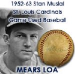 1952-63 Stan Musial St. Louis Cardinals Busch Stadium Signed ONL Giles Game Used Baseball (JSA)