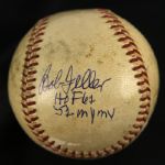 1952 Bob Feller Cleveland Indians Signed Game Used OAL Harridge Baseball Municipal Stadium (JSA/MEARS LOA)