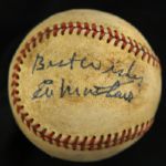 1952-69 Eddie Mathews Milwaukee Braves Signed ONL Giles Game Used Baseball (JSA) "Playing Day Signature"