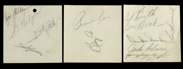 1955 Brooklyn Dodgers Signed Collection - 11 Signatures w/ Jackie Robinson Gil Hodges Duke Snider and 1955 Giants Dodgers Program (JSA)