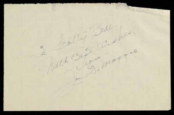 1950s circa Joe DiMaggio New York Yankees Signed 3 1/2" x 5 1/4" Cut (JSA) 