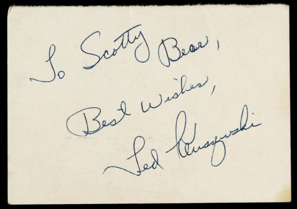 1950s circa Ted Kluszewski Cincinnati Reds Signed 3" x 4 1/4" Cut (JSA)