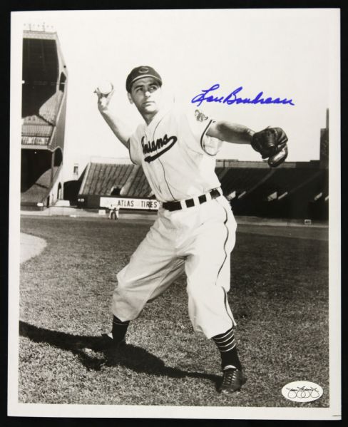 1938-50 Lou Boudreau Cleveland Indians Signed 8" x 10" Photos - Lot of 2 (JSA Hologram)
