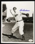 1938-50 Lou Boudreau Cleveland Indians Signed 8" x 10" Photos - Lot of 2 (JSA Hologram)