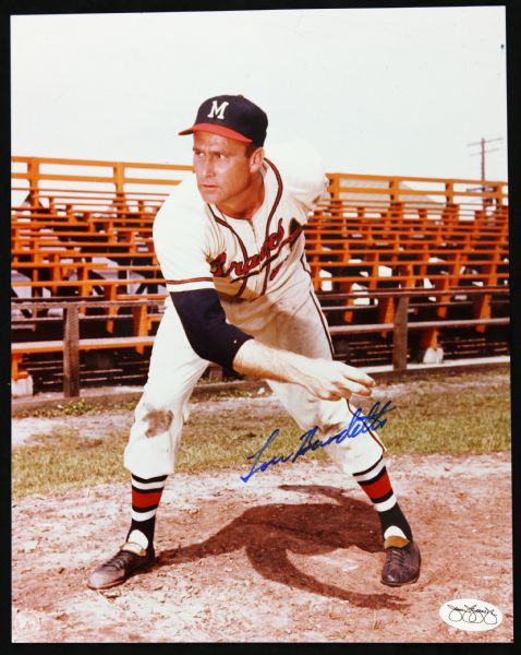 1953-63 Lew Burdette Milwaukee Braves Signed 8" x 10" Photos - Lot of 2 (JSA Hologram)