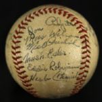 1942-43 Unites States Navy Signed OAL Harridge Game Used Baseball w/ 19 Signatures Phil Rizzuto Dom Dimaggio (JSA)