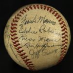 1942-43 Unites States Navy Signed OAL Harridge Game Used Baseball w/ 19 Signatures Phil Rizzuto Dom Dimaggio (JSA)
