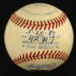 1989 Matt Nokes Detroit Tigers Signed OAL Brown Game Used Home Run Baseball (JSA/MEARS LOA)