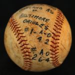 1968 Oakland A's Baltimore Orioles Oakland Coliseum Game Used OAL Cronin Baseball (MEARS LOA)
