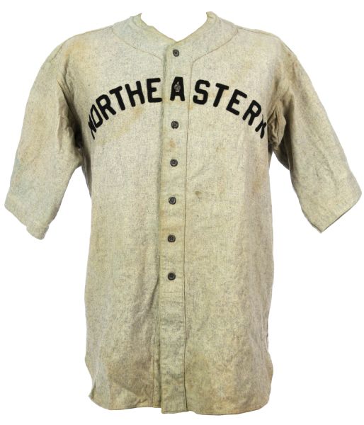 1936-42 Northeastern Game Worn Flannel Baseball Jersey (MEARS LOA)