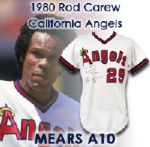 1980 Rod Carew California Angles Signed Game Worn Home Jersey (MEARS A10 /JSA Full Letter)