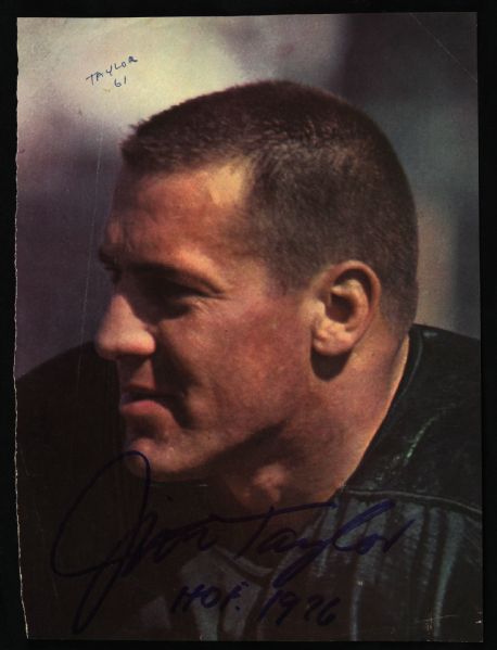 1961 Signed Jim Taylor Green Bay Packers 8" x 11" Photo w/ HOF 1976 Inscription (JSA)