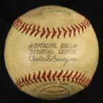 1975 (April 30) Steve Carlton (Win Ball) -  Barry Foote Hit Olympic Stadium Game Used ONL Feeney Baseball (MEARS LOA)