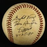 1980 (April 25) Gaylord Perry Texas Rangers Signed Cleveland Stadium Game Used OAL MacPhail Baseball (MEARS LOA/JSA)