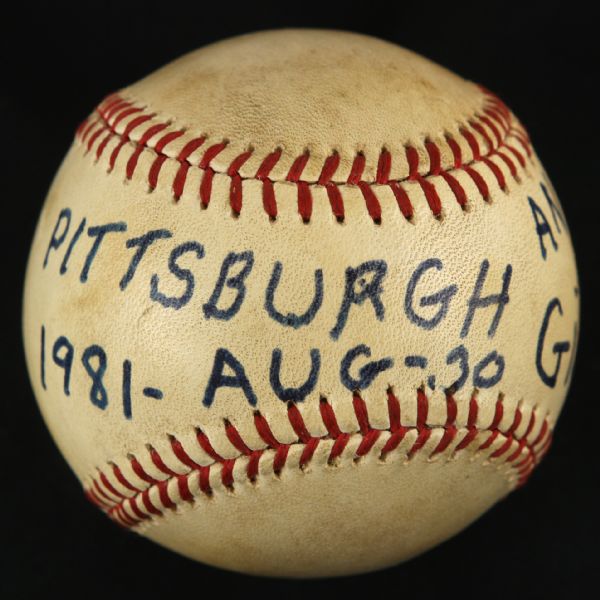 1981 (August 30) San Francisco Giants Pittsburgh Pirates Candlestick Park Game Used ONL Feeney Baseball (MEARS LOA)