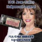 1961 Joan Collins "Dynasty Alexis Carrington Colby" Signed Check (PSA/DNA Slabbed)