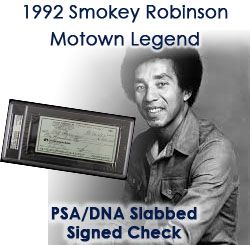 1992 Smokey Robinson Signed Check (PSA/DNA Slabbed)