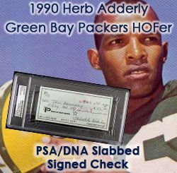 1990 Herb Adderley Signed Check Green Bay Packers (PSA/DNA Slabbed)