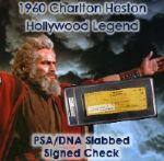 1960 Charlton Heston "Ten Commandments, Planet of the Apes, Ben Hur" Signed Check (PSA/DNA Slabbed)
