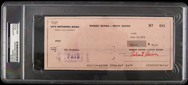 1973 Rob Reiner "All In The Familys Meathead" Signed Check (PSA/DNA Slabbed)