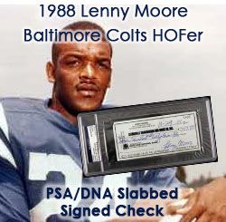 1988 Lenny Moore Baltimore Colts Signed Check (PSA/DNA Slabbed)