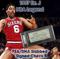 1997 Julius Erving Philadelphia 76ers Signed Check (PSA/DNA Slabbed)