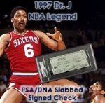 1997 Julius Erving Philadelphia 76ers Signed Check (PSA/DNA Slabbed)