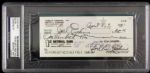 1991 Carl Erskine Brooklyn Dodgers Triple Signed Check (PSA/DNA Slabbed)