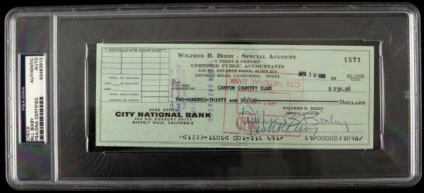 1968 Bill Bixby "Incredible Hulk" Signed Check (PSA/DNA Slabbed)