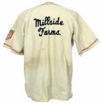 1943-47 circa Palmyra Millside Farms Flannel Baseball Uniform w/ Stars & Stripes Sleeve Patch