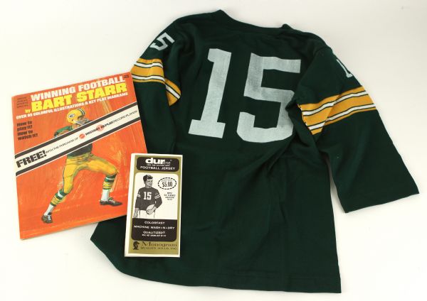 1960s Bart Starr Green Bay Packers Youth Jersey and Winning Football Magazine