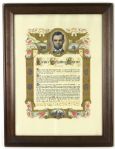 1970s circa Abraham Lincoln 16th US President 15" x 19" Framed Gettysburg Address Lithograph