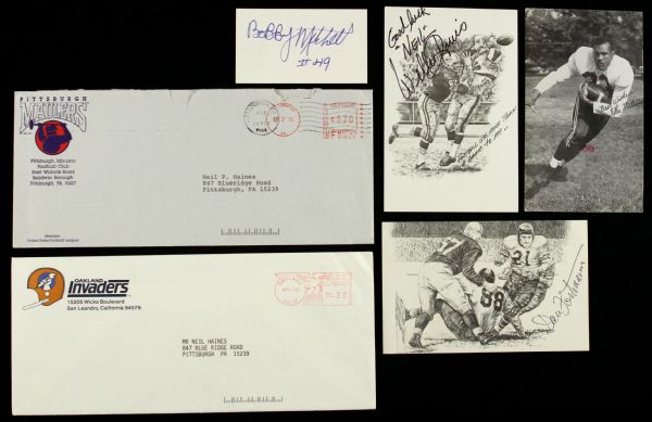 1980s NFL Hall of Fame Signed Collection Dan Fortmann Willie Davis Ollie Matson Bobby Mitchell - Lot of 4 (JSA)