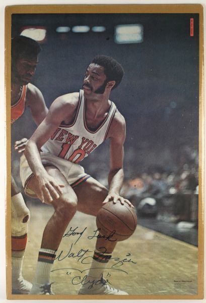 1970 Walt Frazier New York Knicks Signed 24" x 36" Sports Illustrated Poster (JSA)