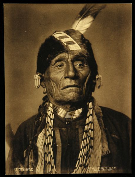 1909 Wah-Shun-Gah Kaw Chief 5 7/8" x 7 3/4" Original Studio Photo (George B. Cornish Photographer)