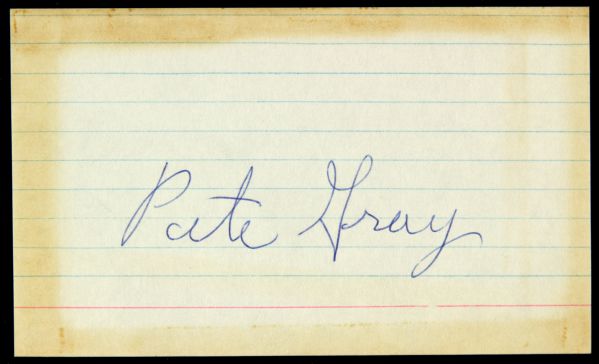 1945 circa Pete Gray St. Louis Browns Signed 3" x 5" Index Card (JSA)