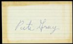 1945 circa Pete Gray St. Louis Browns Signed 3" x 5" Index Card (JSA)