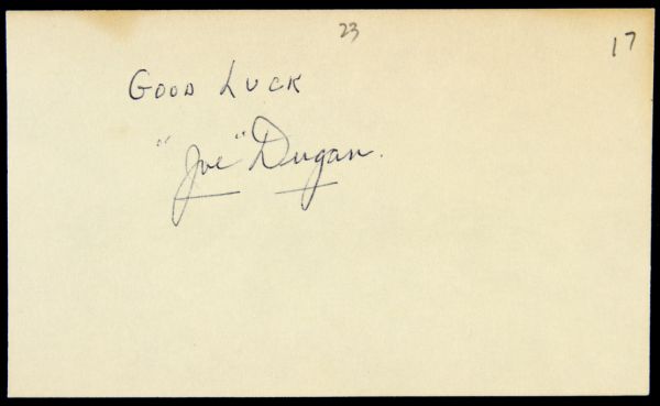 1950s Joe Dugan New York Yankees Murderers Row Signed 3" x 5" Index Card (JSA)