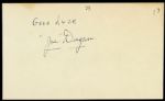 1950s Joe Dugan New York Yankees Murderers Row Signed 3" x 5" Index Card (JSA)