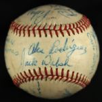 1970 Clinton Pilots Milwaukee Brewers Signed Baseball w/ 16 Signatures Darrell Porter Gorman Thomas (MEARS LOA)