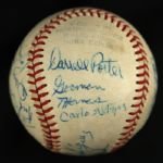 1970 Clinton Pilots Milwaukee Brewers Signed Baseball w/ 16 Signatures Darrell Porter Gorman Thomas (MEARS LOA)