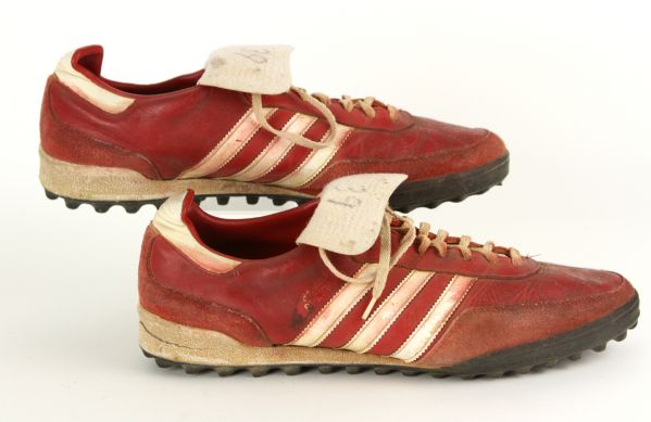 1984-87 Dave Parker Cincinnati Reds Signed Game Worn Adidas Turf Shoes (MEARS LOA/JSA)