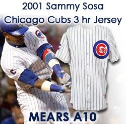 2011 (August 22) Sammy Sosa Chicago Cubs Signed & Inscribed Three Homer Game Worn Home Jersey (MEARS LOA/JSA) 